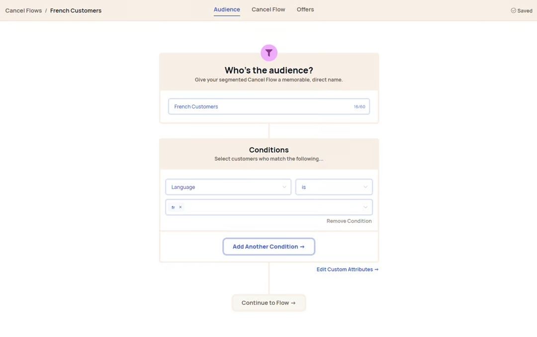 Custom Cancel Flow attributes